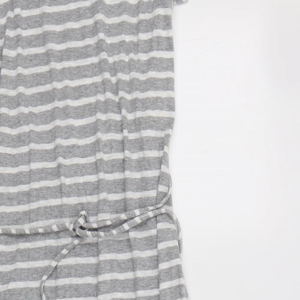 Joules Womens Grey Striped Cotton Maxi  Size L  Round Neck