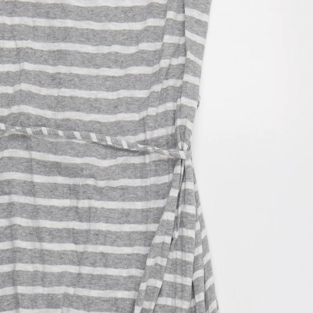 Joules Womens Grey Striped Cotton Maxi  Size L  Round Neck