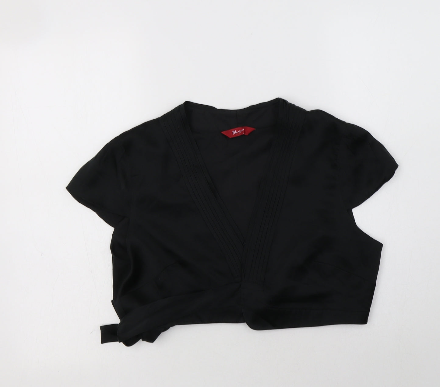 Monsoon Womens Black  Silk Cropped Blouse Size M V-Neck