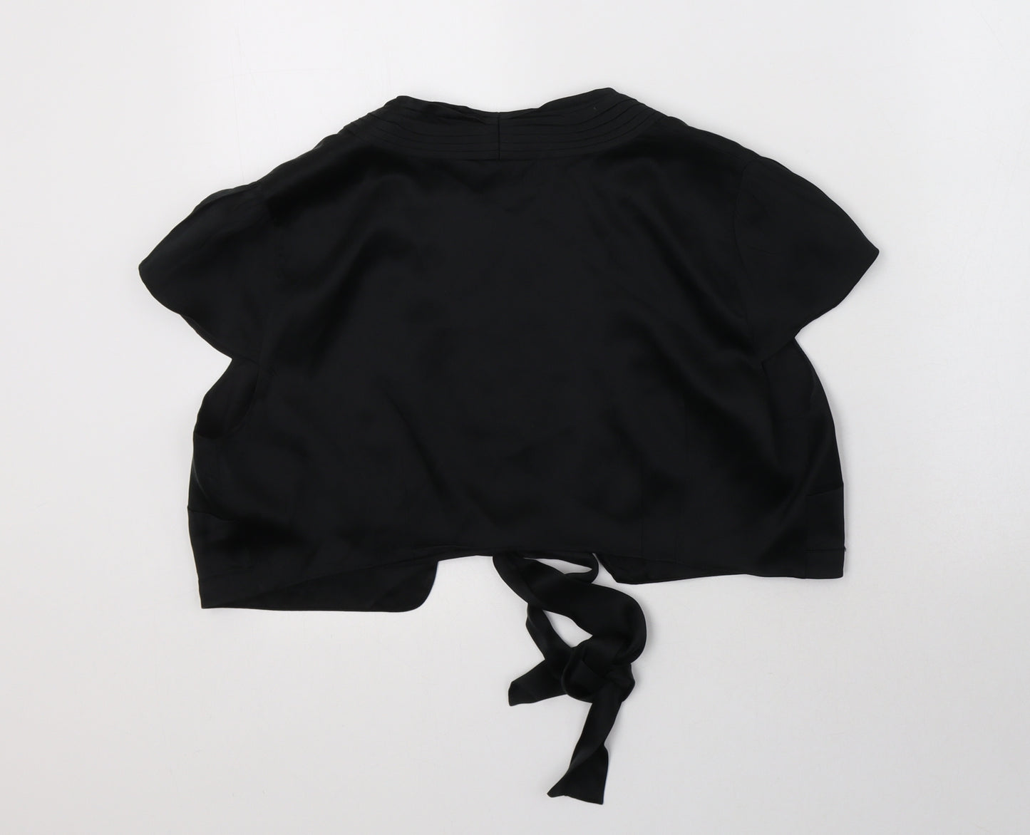 Monsoon Womens Black  Silk Cropped Blouse Size M V-Neck