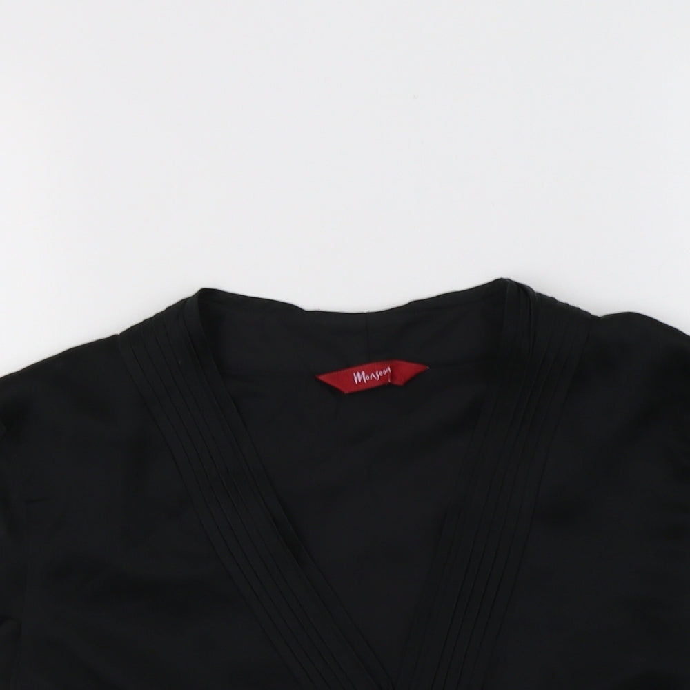 Monsoon Womens Black  Silk Cropped Blouse Size M V-Neck