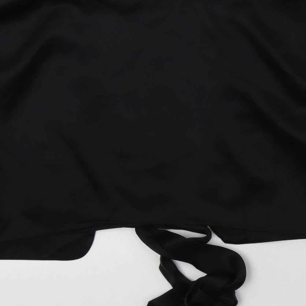 Monsoon Womens Black  Silk Cropped Blouse Size M V-Neck
