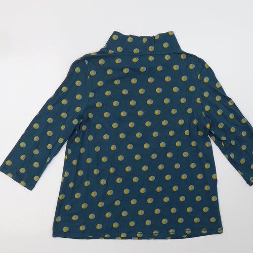 Seasalt Cornwall Womens Green Polka Dot Cotton Basic Blouse Size 12 Mock Neck