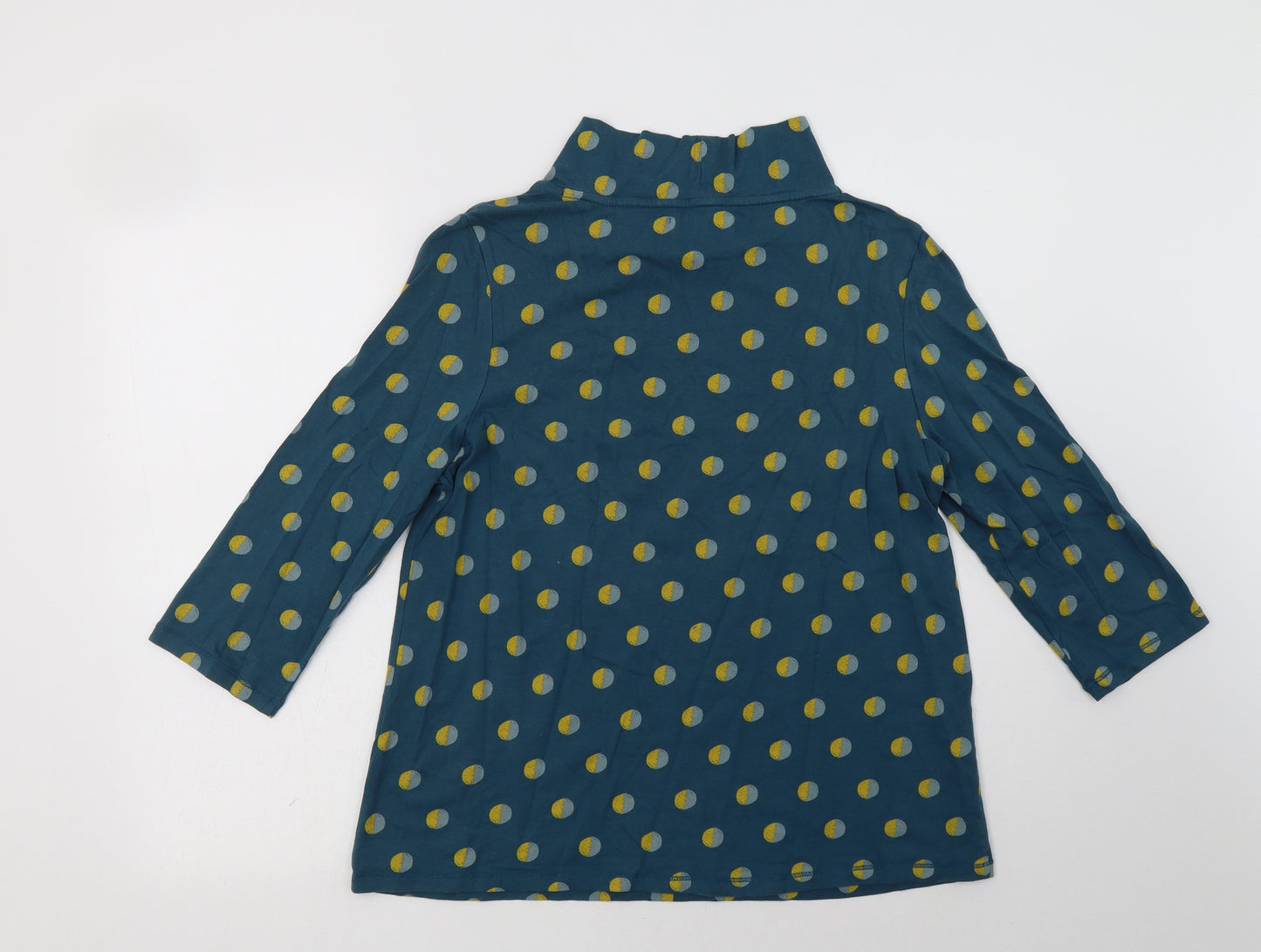 Seasalt Cornwall Womens Green Polka Dot Cotton Basic Blouse Size 12 Mock Neck
