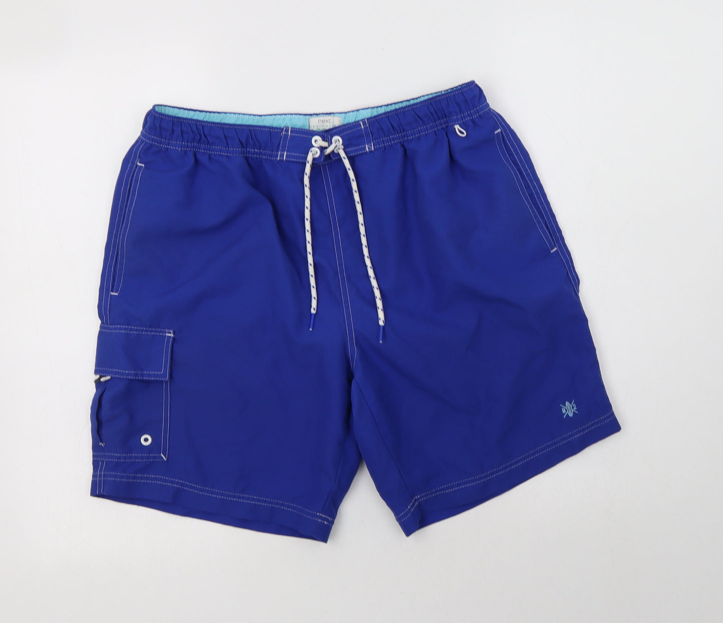 NEXT Mens Blue  Polyester Bermuda Shorts Size M L10 in Regular Drawstring