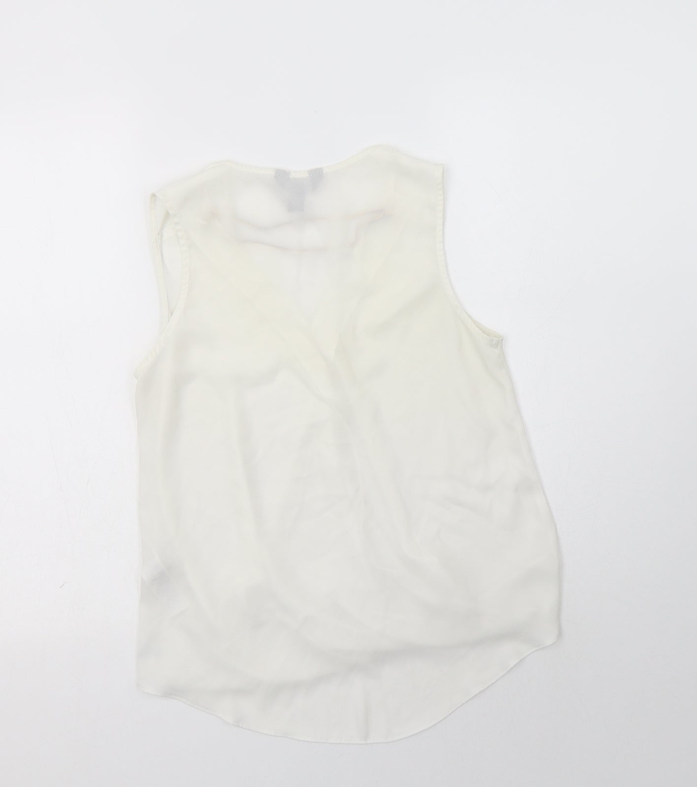 New Look Womens White  Polyester Basic Blouse Size 8 V-Neck - Neckline Detail