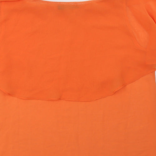 Vanessa Tong Womens Orange  Polyester Basic Blouse Size 12 Round Neck