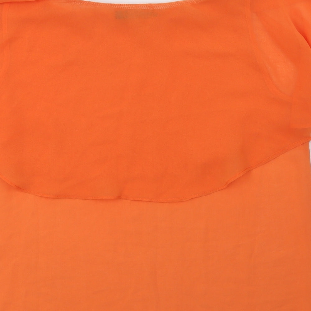 Vanessa Tong Womens Orange  Polyester Basic Blouse Size 12 Round Neck