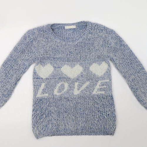 Melody Womens Blue Crew Neck  Cotton Pullover Jumper Size L   - Love