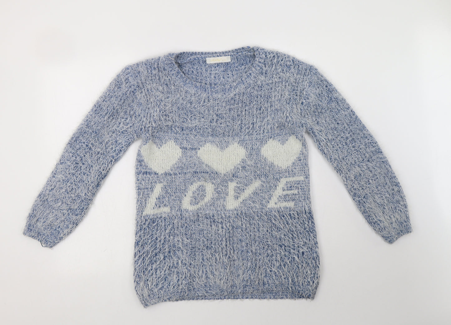 Melody Womens Blue Crew Neck  Cotton Pullover Jumper Size L   - Love