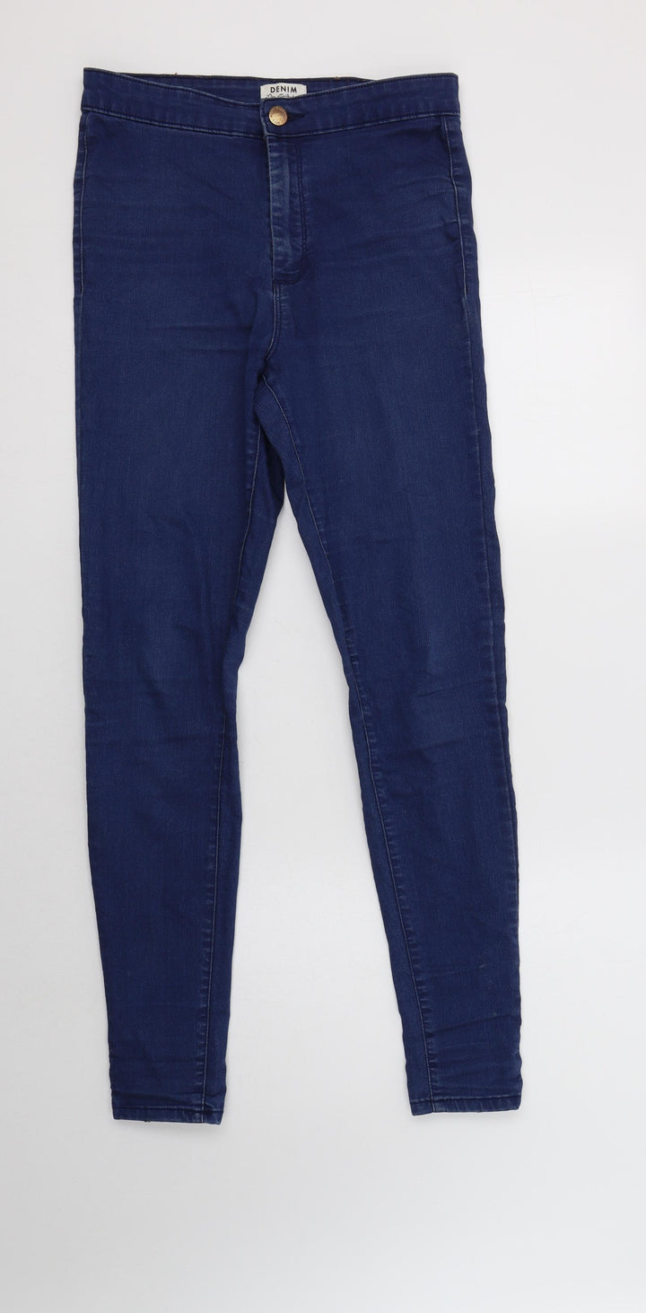 Miss Se Womens Blue Cotton Flared Jeans Size 10 L32 in Regular Button