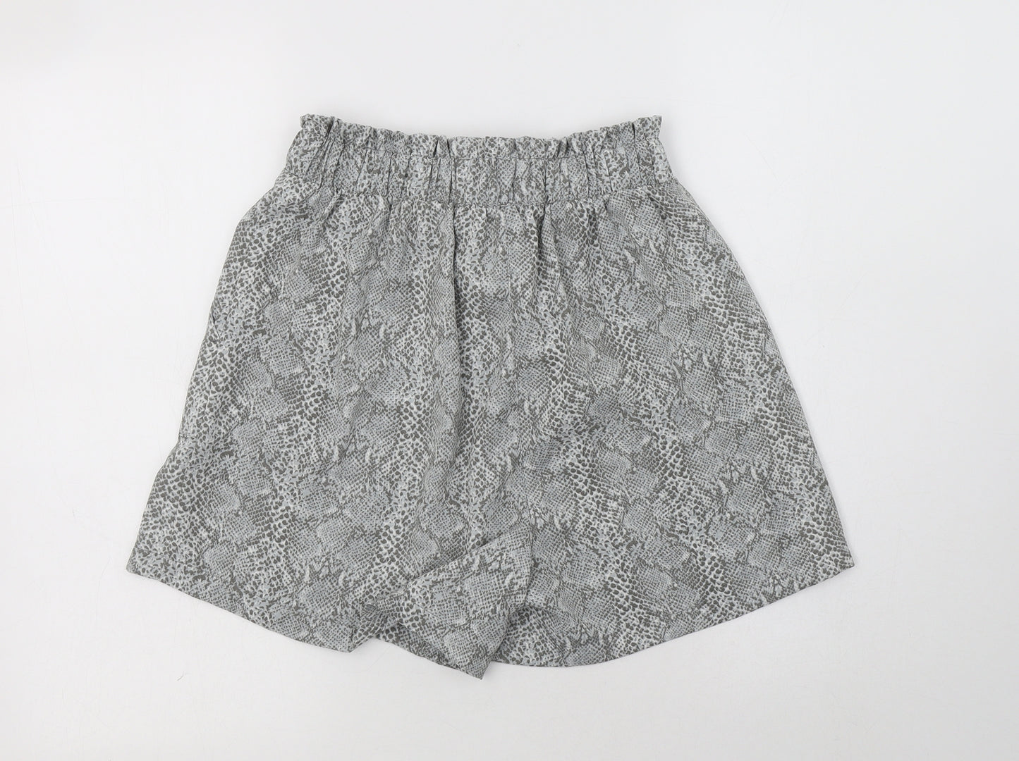 New Look Womens Grey Animal Print Polyester Paperbag Shorts Size 10 L4 in Regular