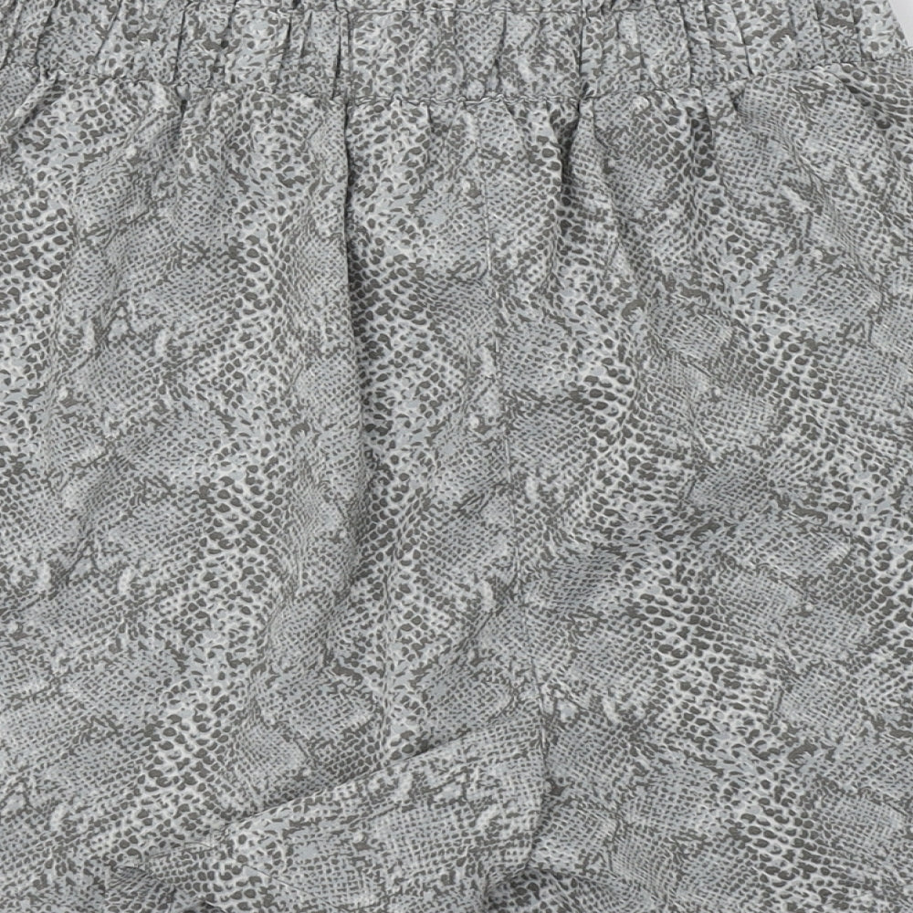 New Look Womens Grey Animal Print Polyester Paperbag Shorts Size 10 L4 in Regular