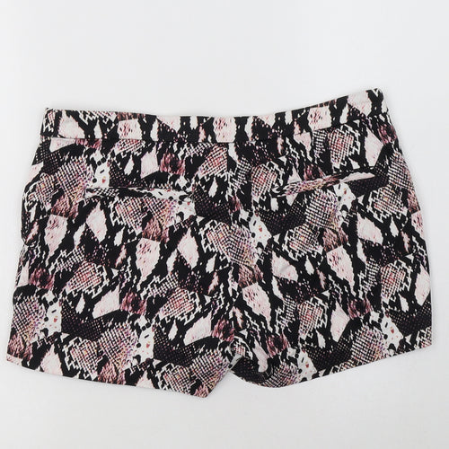 H&M Womens Multicoloured Animal Print Cotton Hot Pants Shorts Size 10 L3 in Regular Hook & Loop