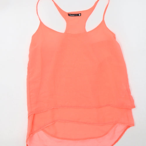 Shana Womens Pink  Polyester Camisole Blouse Size S Round Neck