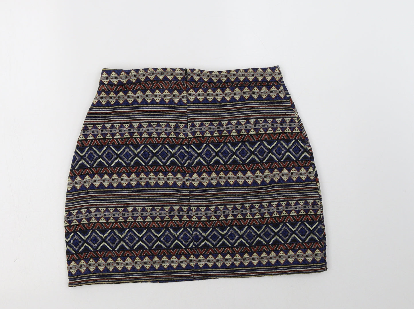Boohoo Womens Multicoloured Geometric Polyester Mini Skirt Size 10   Zip