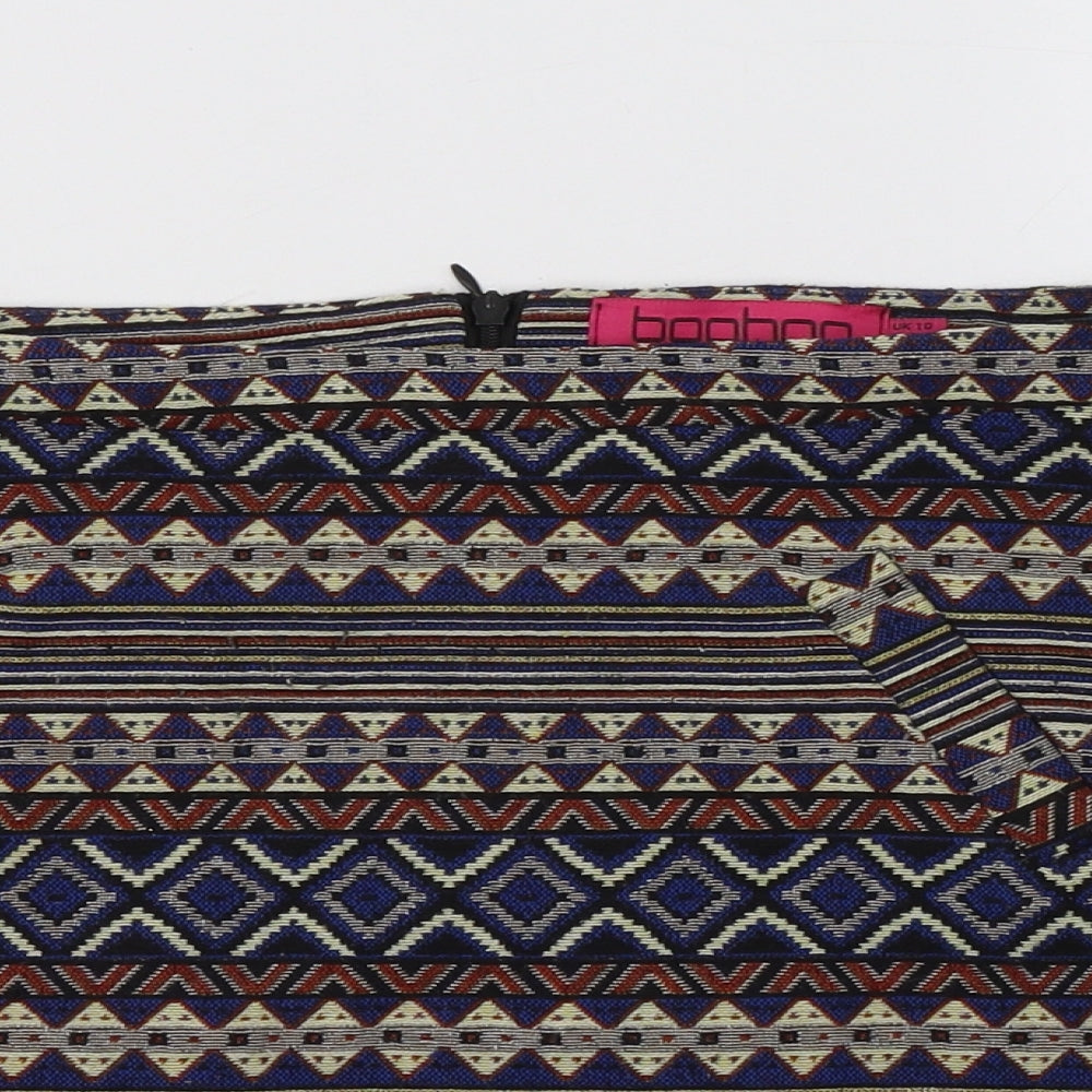 Boohoo Womens Multicoloured Geometric Polyester Mini Skirt Size 10   Zip