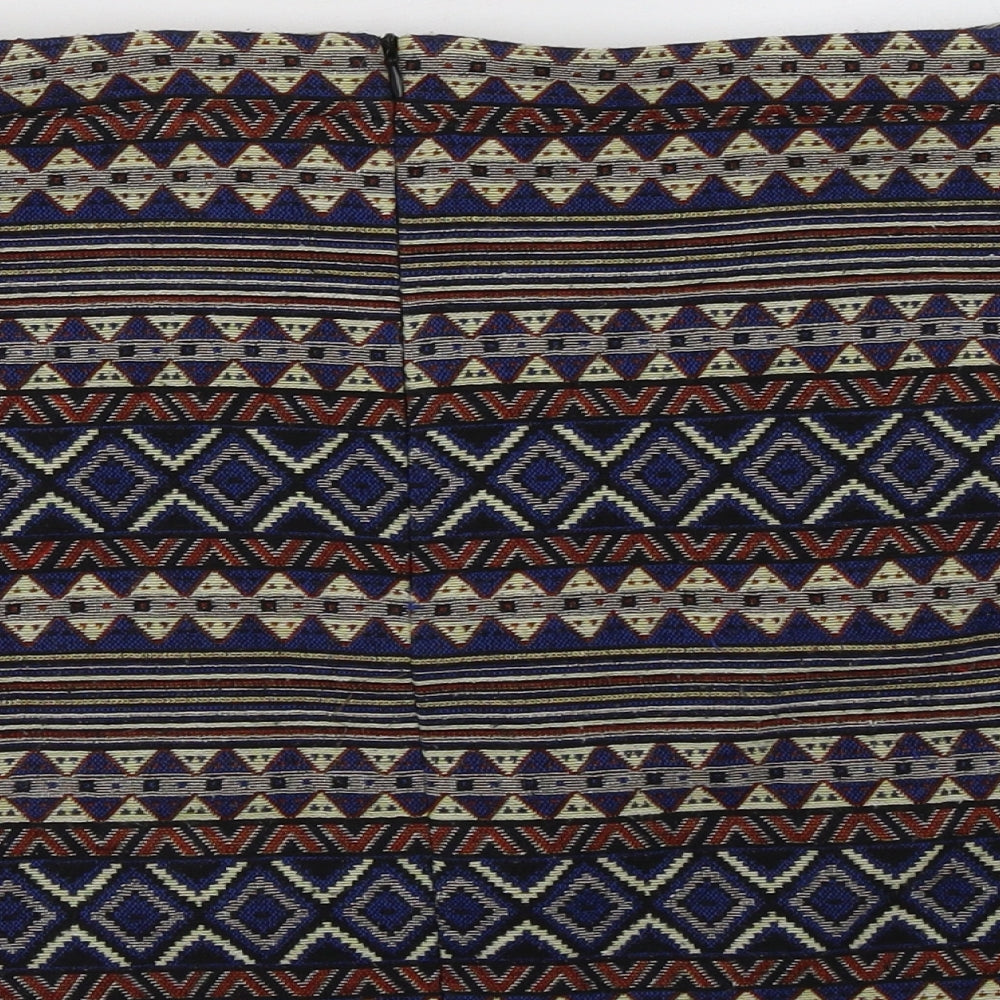 Boohoo Womens Multicoloured Geometric Polyester Mini Skirt Size 10   Zip