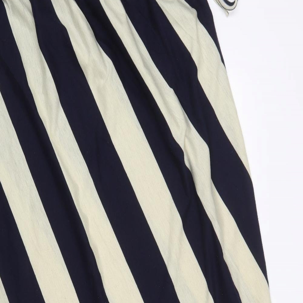 Miumi Womens Multicoloured Striped Cotton A-Line  Size L  Off the Shoulder