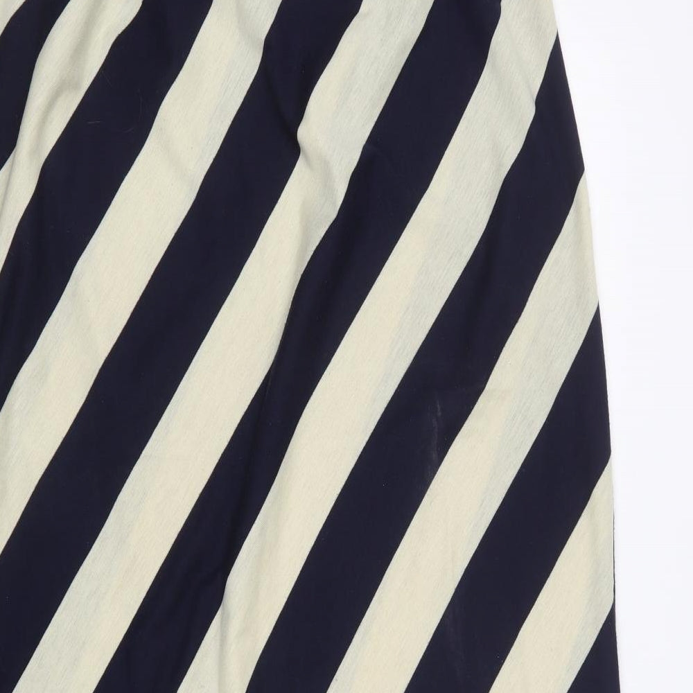 Miumi Womens Multicoloured Striped Cotton A-Line  Size L  Off the Shoulder