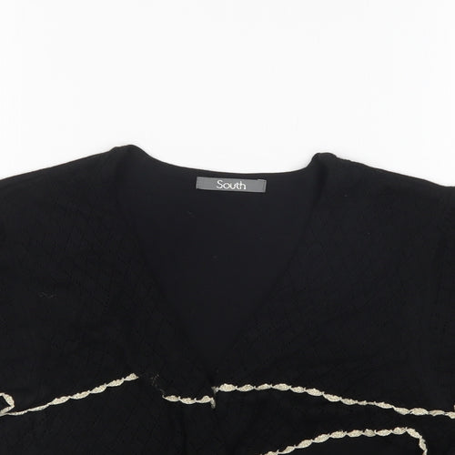 South Womens Black V-Neck  Viscose Cardigan Jumper Size 14