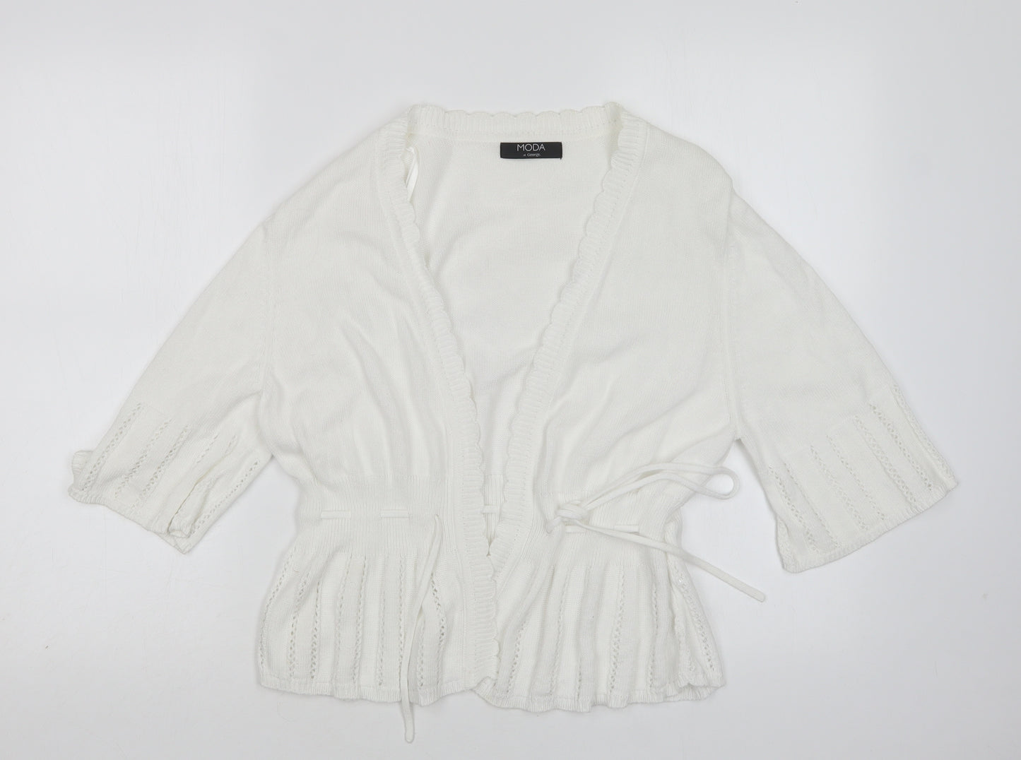 George Womens White V-Neck  Cotton Cardigan Jumper Size 18