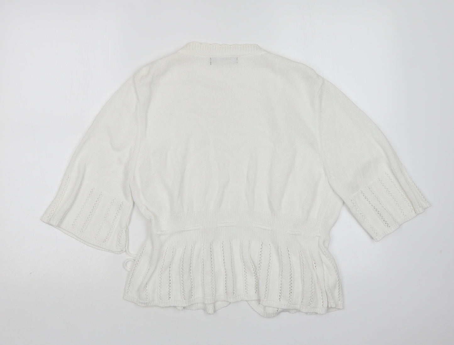 George Womens White V-Neck  Cotton Cardigan Jumper Size 18