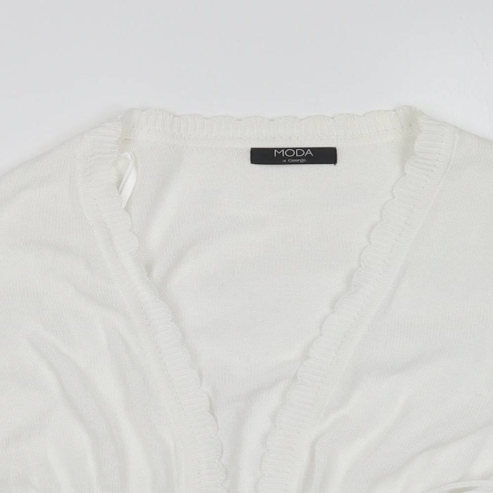 George Womens White V-Neck  Cotton Cardigan Jumper Size 18
