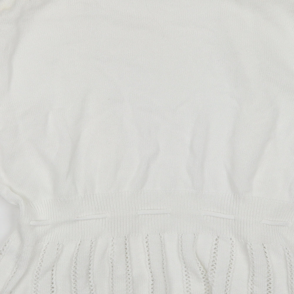 George Womens White V-Neck  Cotton Cardigan Jumper Size 18