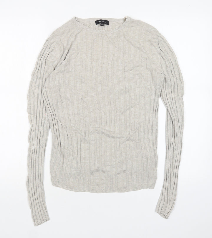 New Look  Womens Beige Round Neck  Viscose Pullover Jumper Size 12