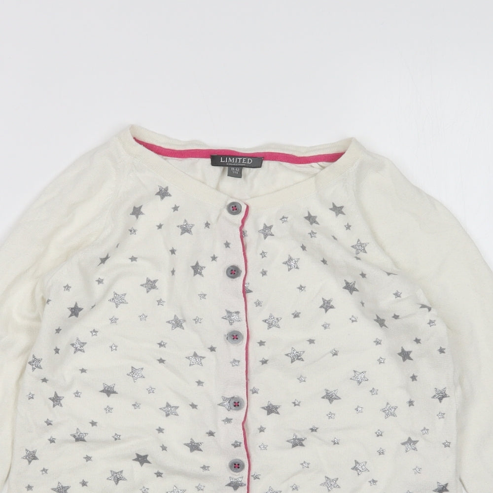M&S Girls Multicoloured Round Neck Polka Dot Cotton Cardigan Jumper Size 11-12 Years