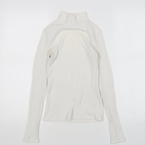 Topshop Womens White Mock Neck  Polyester Pullover Jumper Size 6