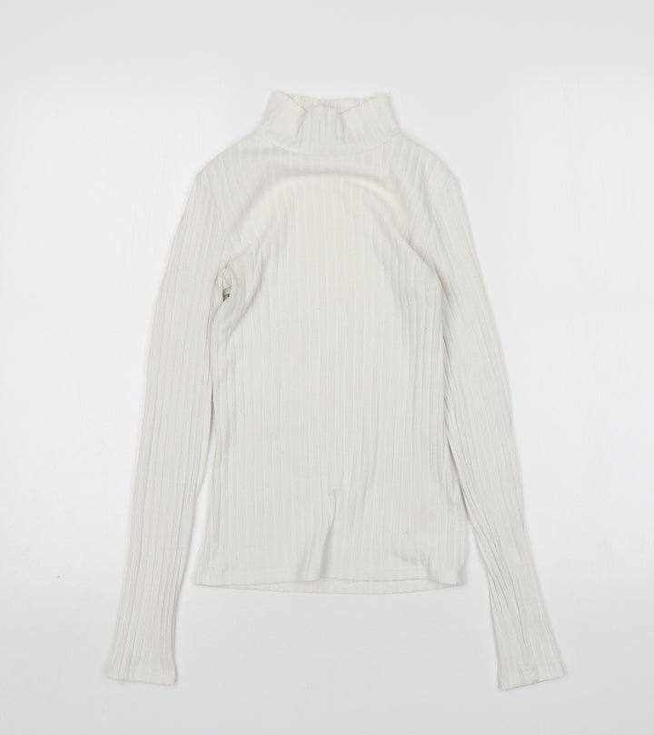 Topshop Womens White Mock Neck  Polyester Pullover Jumper Size 6