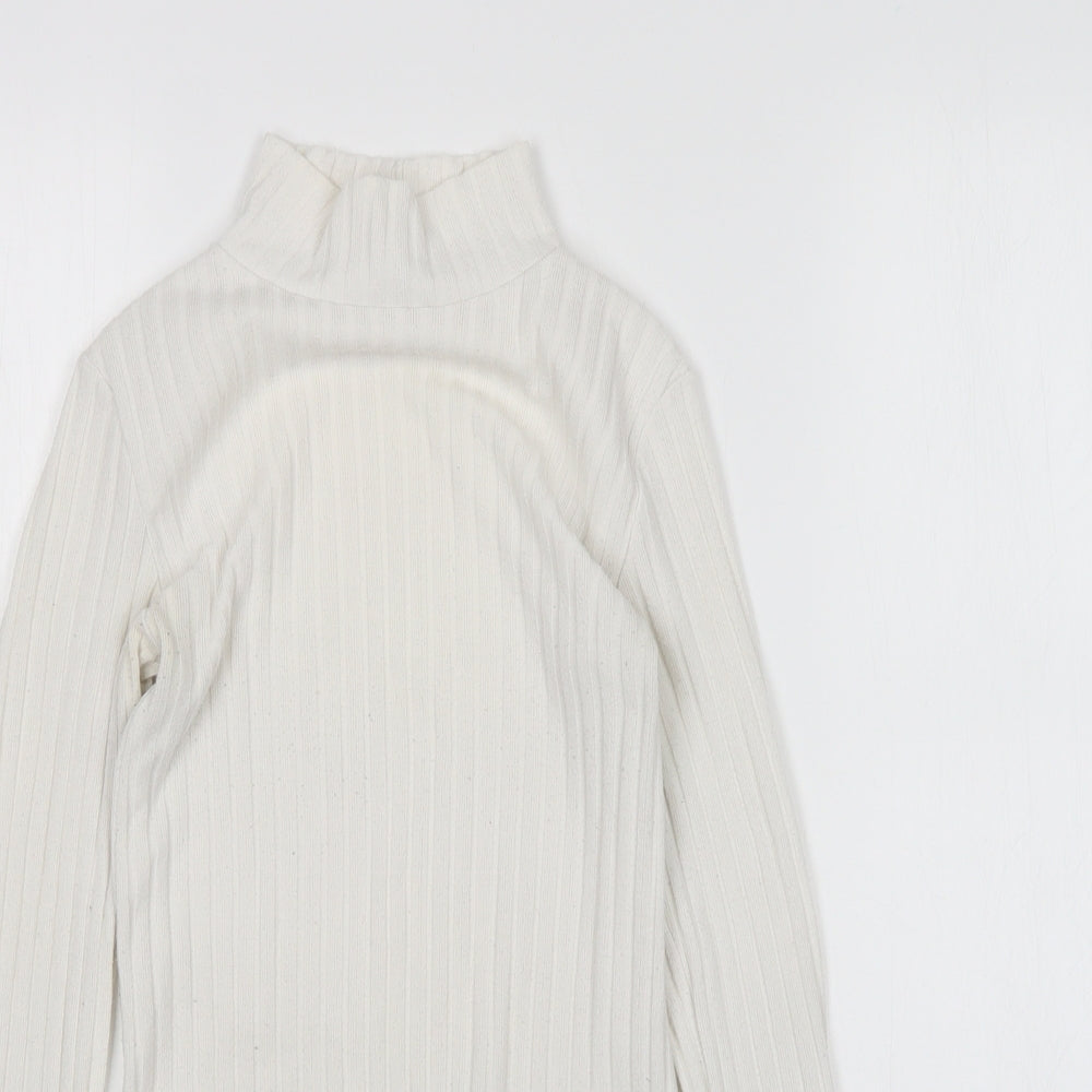 Topshop Womens White Mock Neck  Polyester Pullover Jumper Size 6