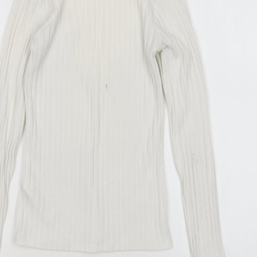 Topshop Womens White Mock Neck  Polyester Pullover Jumper Size 6