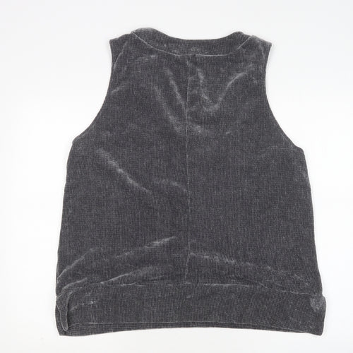 PRETTYLITTLETHING Womens Grey V-Neck  Polyester Vest Jumper Size 8