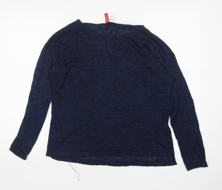 H&M Womens Blue Round Neck  Polyester Pullover Jumper Size M