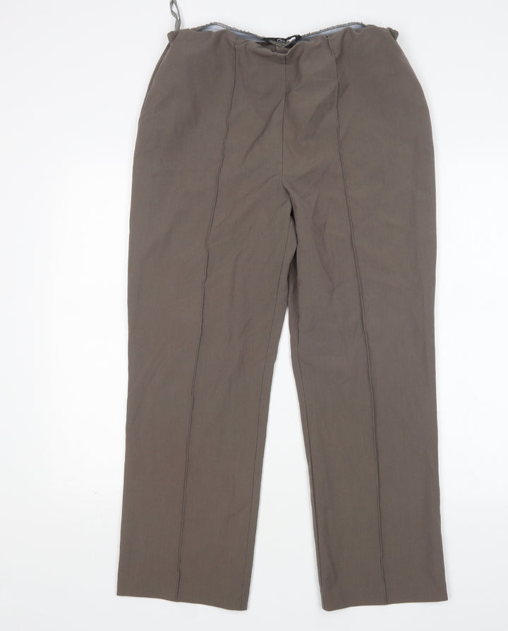 BM Womens Brown Polyester Trousers Size 14 L27 in Regular
