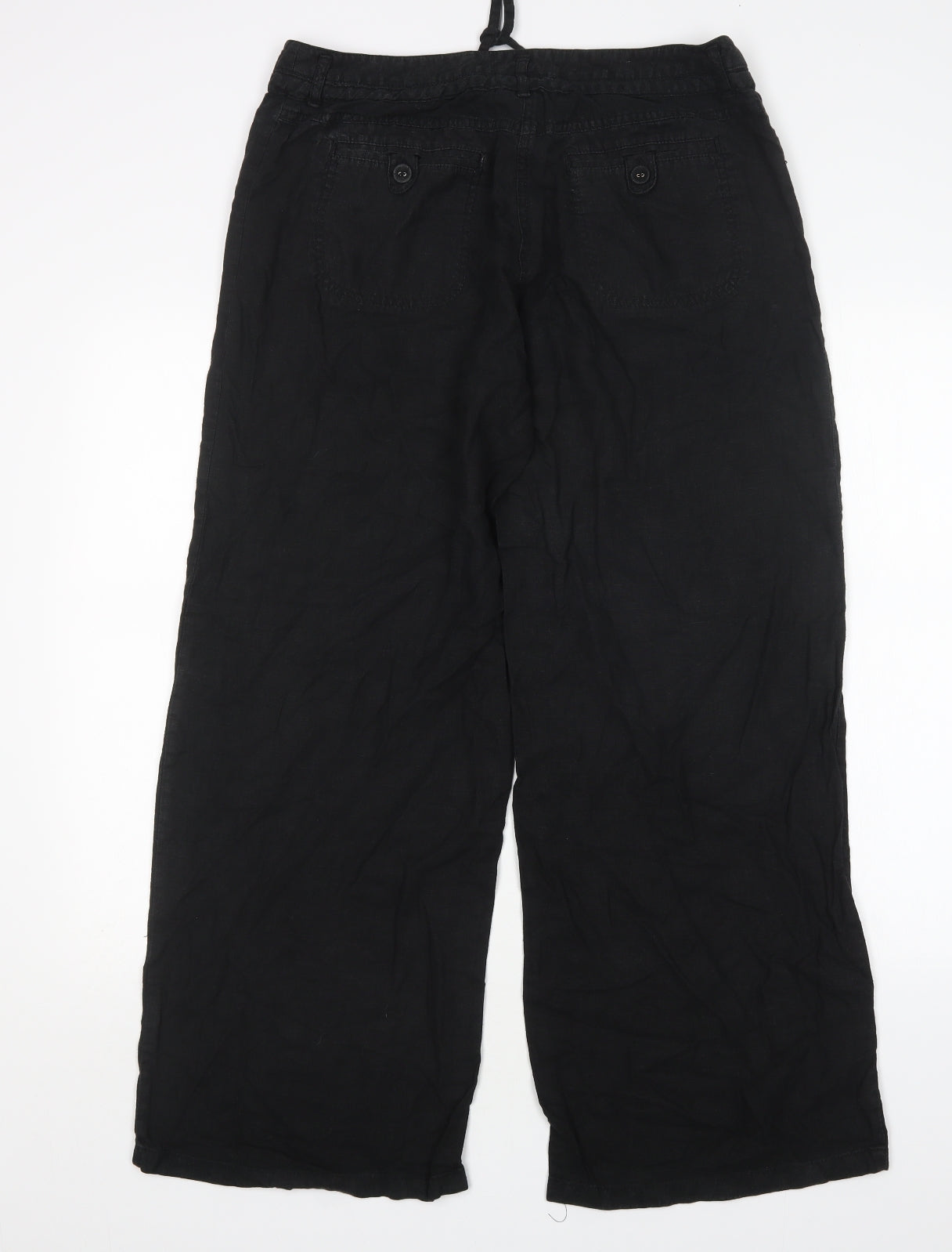 NEXT Womens Black  Linen Chino Trousers Size 14 L30 in Regular