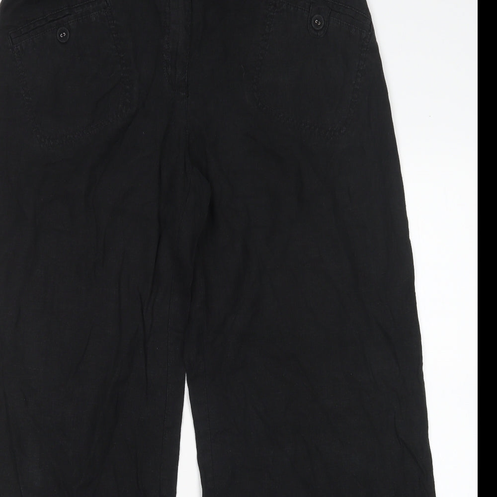 NEXT Womens Black  Linen Chino Trousers Size 14 L30 in Regular