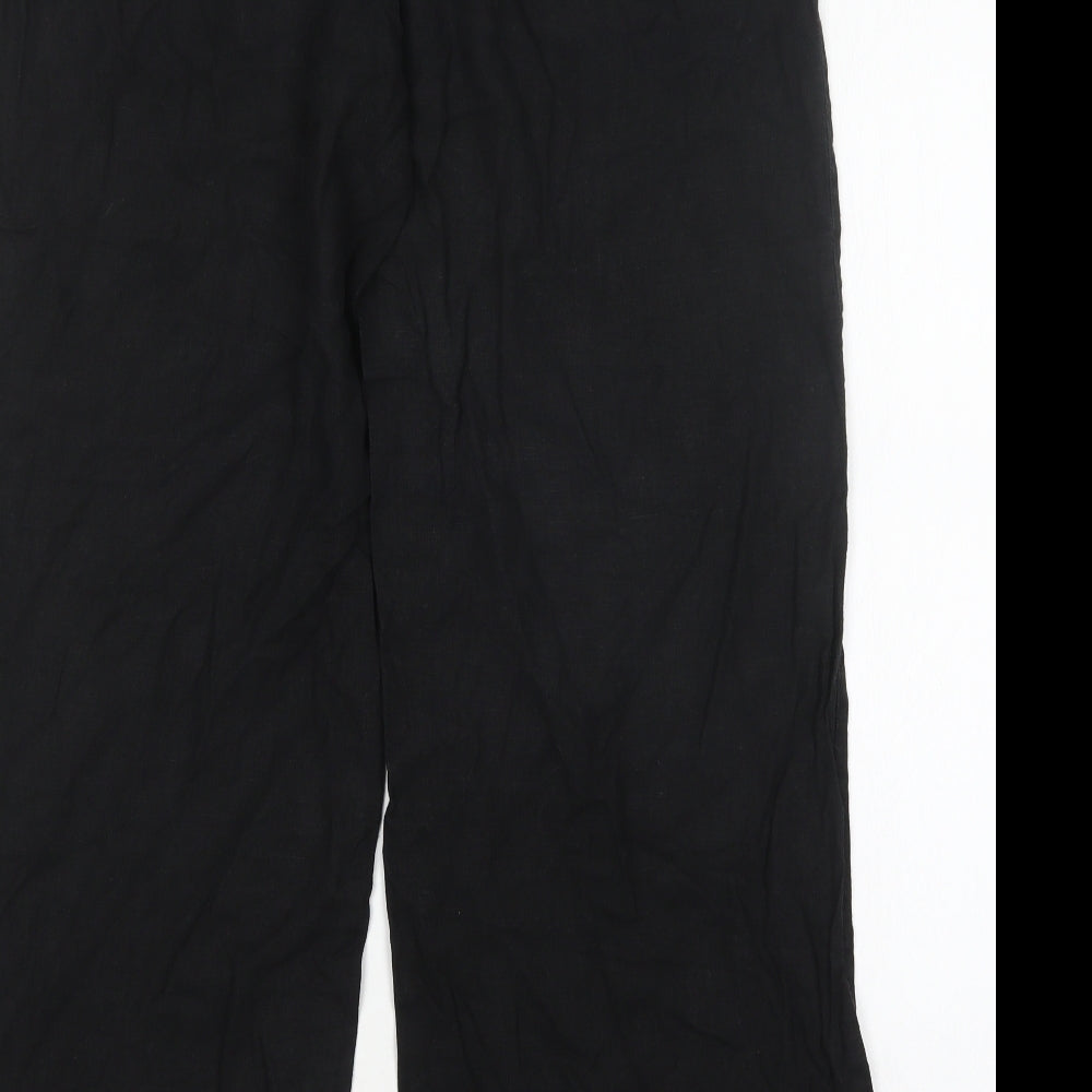 NEXT Womens Black  Linen Chino Trousers Size 14 L30 in Regular