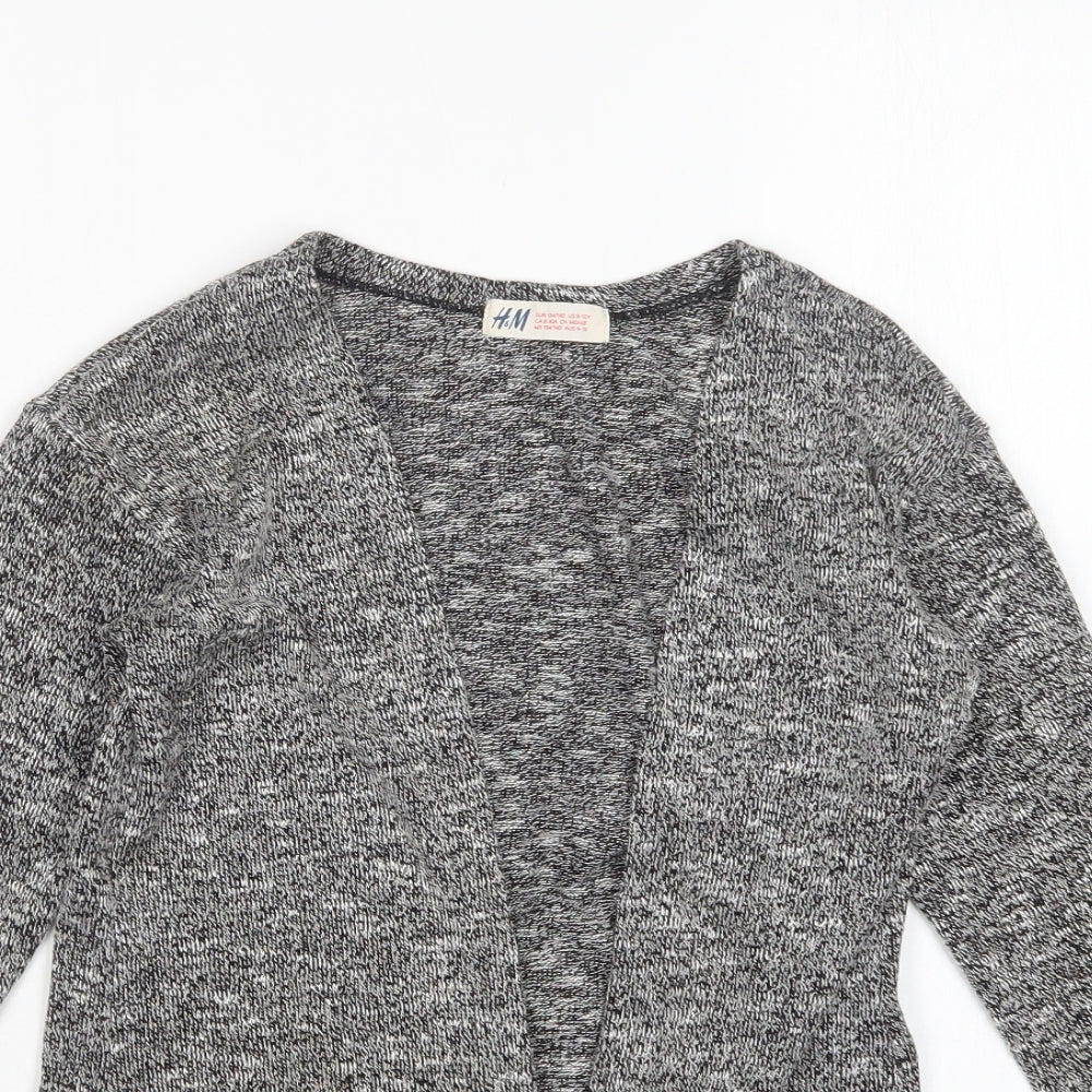 H&M Girls Grey V-Neck  Polyester Cardigan Jumper Size 8-9 Years