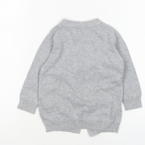 New Look Girls Grey V-Neck  Cotton Cardigan Jumper Size 2 Years
