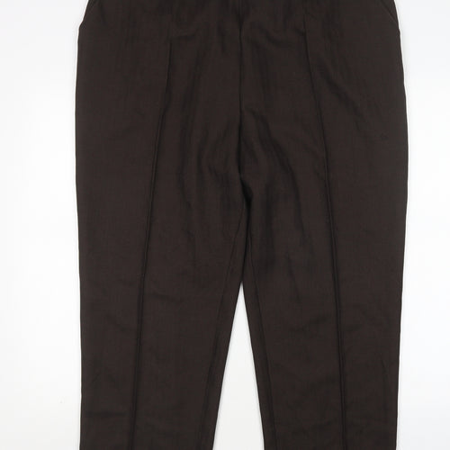 M&S Womens Brown  Polyester Trousers  Size 22 L26 in Regular