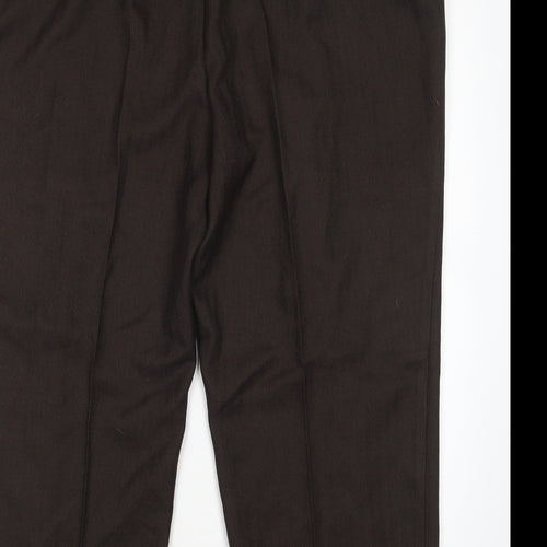 M&S Womens Brown  Polyester Trousers  Size 22 L26 in Regular