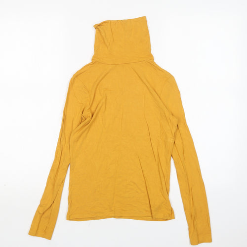 New Look Womens Yellow  Viscose Basic T-Shirt Size 8 Roll Neck