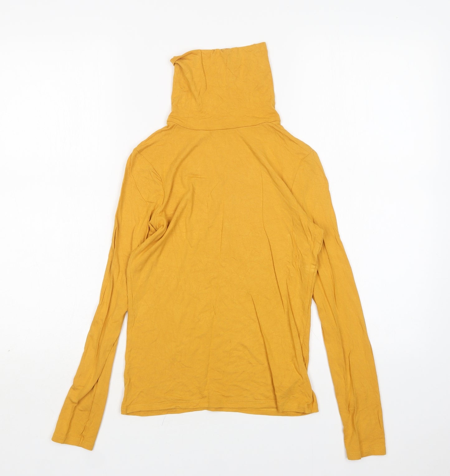 New Look Womens Yellow  Viscose Basic T-Shirt Size 8 Roll Neck