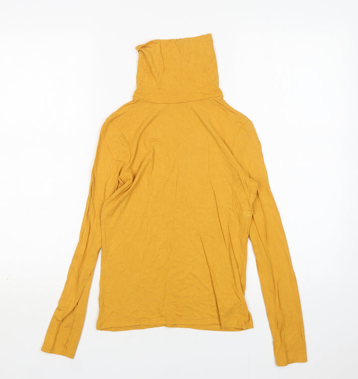New Look Womens Yellow  Viscose Basic T-Shirt Size 8 Roll Neck