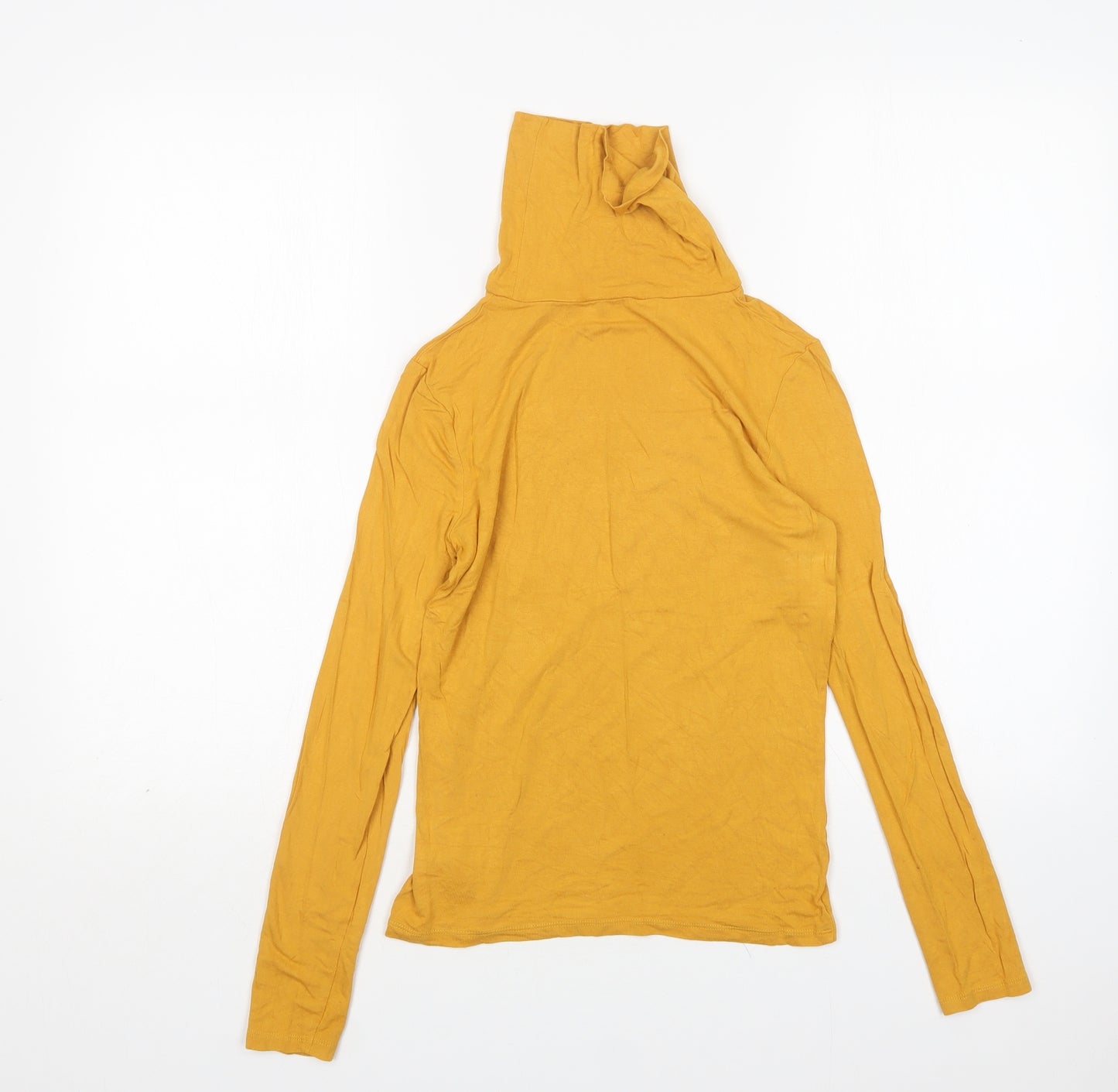 New Look Womens Yellow  Viscose Basic T-Shirt Size 8 Roll Neck