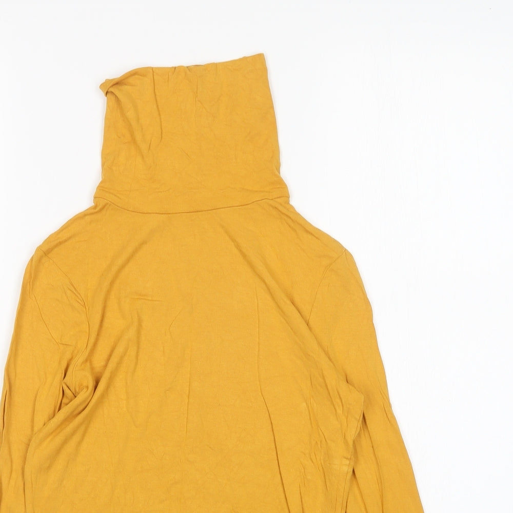 New Look Womens Yellow  Viscose Basic T-Shirt Size 8 Roll Neck